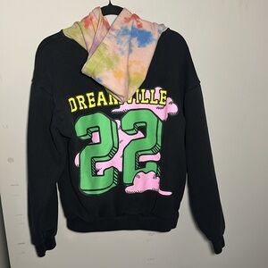 J. Cole Dreamville Raleigh NC Black heavyweight Hoodie with Tie-Dye Hood